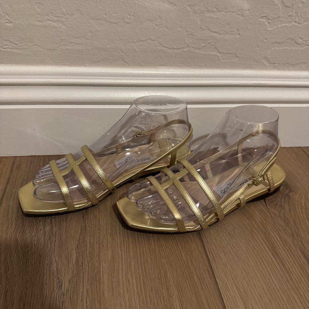 Jimmy Choo Strappy Gold Sandals - Picture 3 of 6
